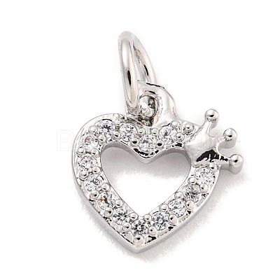 Rack Plating Brass Micro Pave Clear Cubic Zirconia Pendants KK-Q814-03P-1