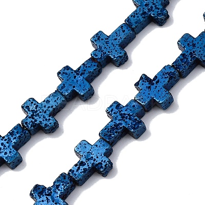 Electroplated Natural Lava Rock Beads Strands G-A256-A01-01I-1