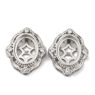 Brass Micro Pave Clear Cubic Zirconia Cabochon Settings KK-U074-03P-1