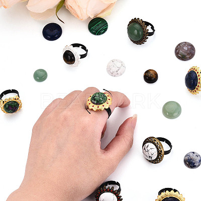 Adjustable Flower Alloy & Iron Rhinestone Bezel Cup Ring Base with Rotatable Tray MAK-T012-03G-1