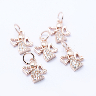 Brass Micro Pave Cubic Zirconia Charms X-KK-P133-03RG-NR-1