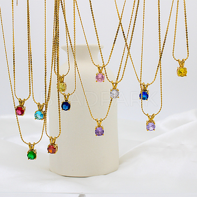 Real 18K Gold Plated 201 Stainless Steel Pendant Necklaces CP2918-3-1
