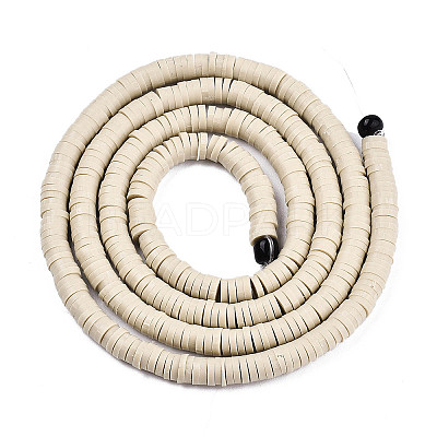 Flat Round Handmade Polymer Clay Beads CLAY-R067-6.0mm-02-1