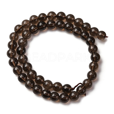 Natural Smoky Quartz Round Beads Strands G-E329-8mm-38B-1