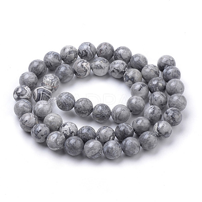 Natural Map Stone/Picasso Stone/Picasso Jasper Beads Strands G-S259-09-12mm-1