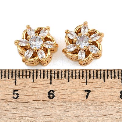 Brass Micro Pave Cubic Zirconia Beads KK-F910-08G-01-1