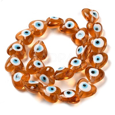 Heart Evil Eye Lampwork Bead Strands LAMP-R119-07-1