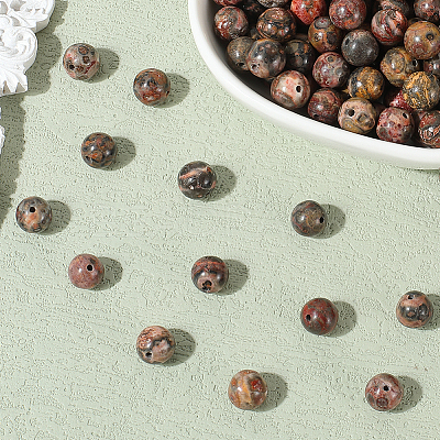 120Pcs Natural Leopard Skin Jasper Beads Strands G-PA0001-22B-1