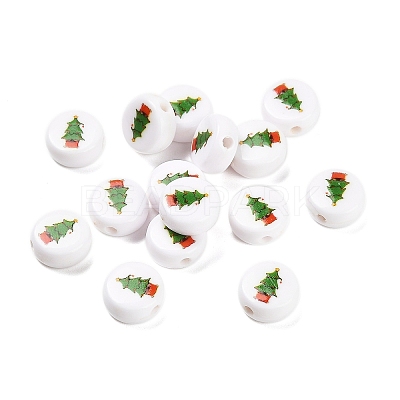 Christmas Theme Printed Opaque Acrylic Beads OACR-R004-01A-1