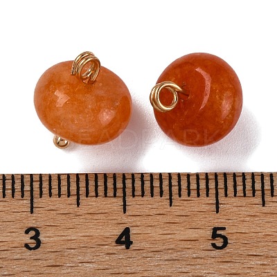 Natural White Jade Dyed Saucer Charms with Rack Plating Golden Tone Brass Bails KK-B103-17B-05-1