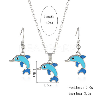 Alloy Enamel Pendant Necklaces & Dangle Earrings Sets FS-WGBC05C-07-1