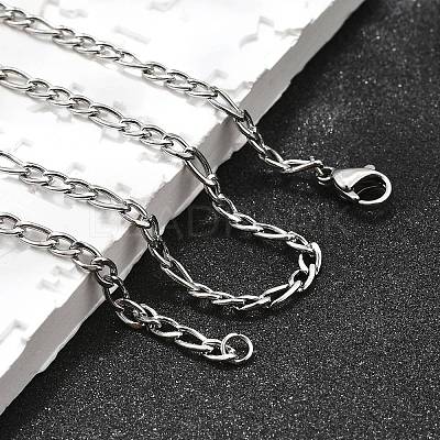 Tarnish Resistant 304 Stainless Steel Figaro Chain Necklace Making STAS-K168-03P-1