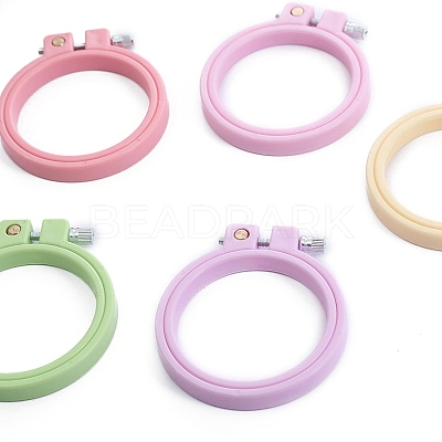 Adjustable ABS Plastic Flat Round Embroidery Hoops TOOL-PW0003-017-1