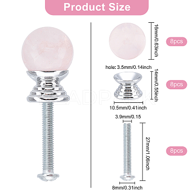 8 Sets Aluminium Alloy Drawer Knobs with Screw DIY-BC0005-17-1
