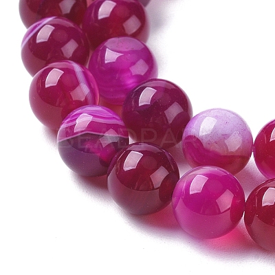 Natural Striped Agate/Banded Agate Beads Strands G-G582-6mm-56-1