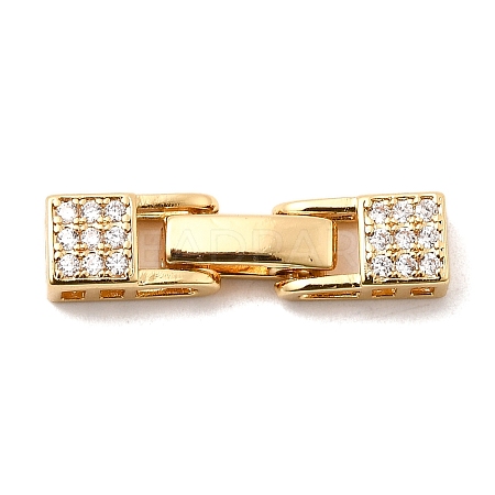 Brass Micro Pave Clear Cubic Zirconia Interlocking Clasps X-KK-C075-36G-1