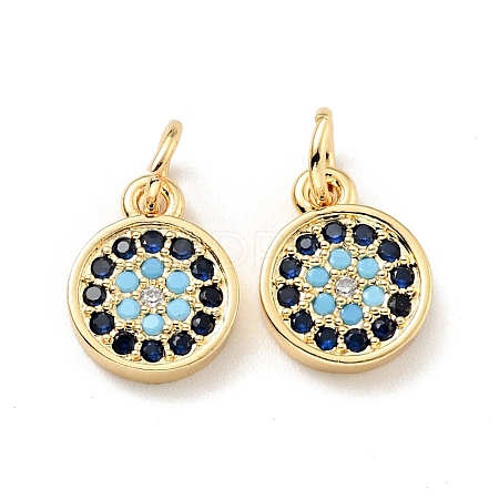 Eco-friendly Brass Micro Pave Colorful Cubic Zirconia Pendants KK-D080-43G-1