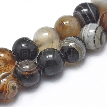 Natural Striped Agate/Banded Agate Beads Strands G-I254-03B-01-1