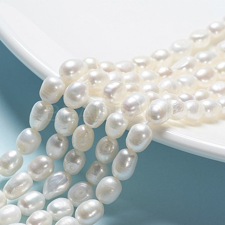 Oval Natural Cultured Freshwater Pearl Beads Strands PEAR-R015-45-1