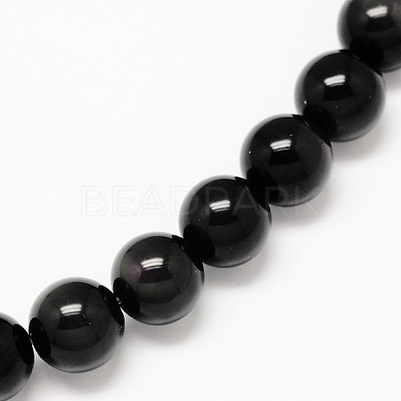 Natural Obsidian Round Beads Strands X-G-L275-03-12mm-01-1