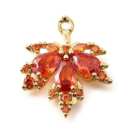 Brass Micro Pave Clear Cubic Zirconia Pendants KK-U065-03G-02-1