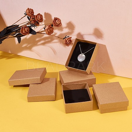 Kraft Cotton Filled Cardboard Paper Jewelry Set Boxes CBOX-R036-11A-1