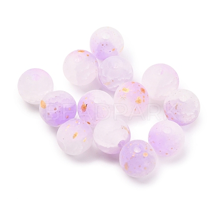 Frosted Baking Paint Crackle Glass Beads with Glitter Powder DGLA-T004-8mm-01E-1