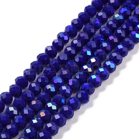 Electroplate Opaque Solid Color Glass Beads Strands EGLA-A034-P6mm-L12-1