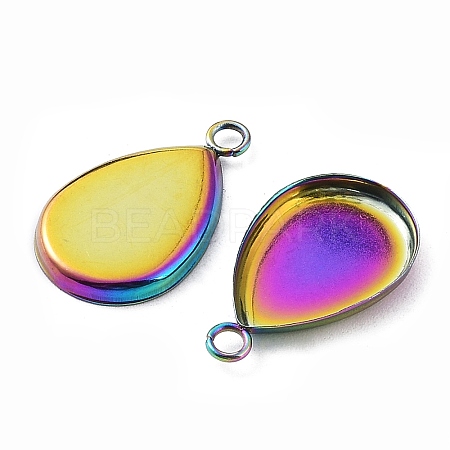 Ion Plating(IP) 304 Stainless Steel Pendant Cabochon Settings STAS-WH0055-01RC-1