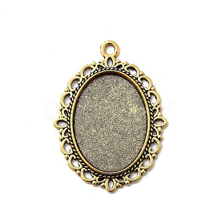 Tibetan Style Oval Alloy Pendant Cabochon Settings X-TIBEP-Q054-44AG-RS-1