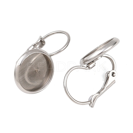 Tarnish Resistant Flat Round Tray Smooth Surface 304 Stainless Steel Leverback Earring Findings STAS-R065-65-1
