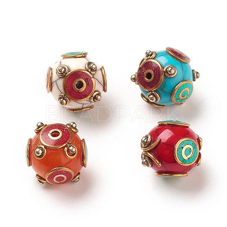Handmade Tibetan Style Round Beads TIBEB-M023-09-M-1