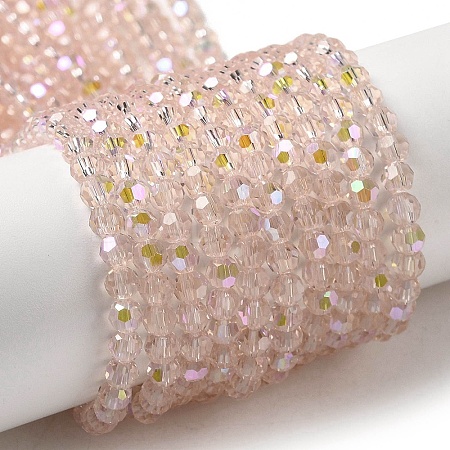 Electroplate Transparent Glass Beads Strands EGLA-A035-T4mm-L20-1