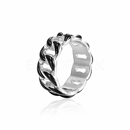 Stainless Steel Enamel Curb Chains Finger Rings WJ4756-2-1