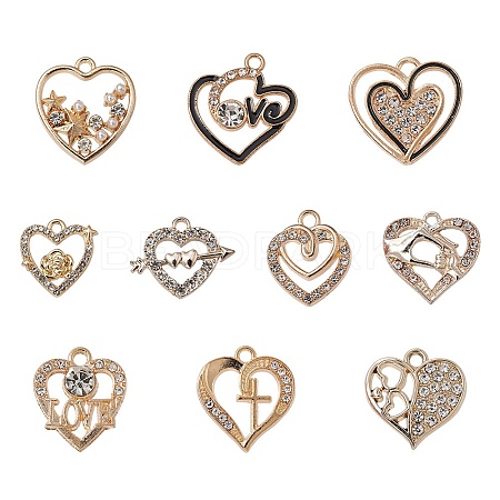 10Pcs 10 Style Alloy Pendants ALRI-YW0001-18G-1