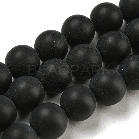 Dyed Natural Black Agate Beads Strands G-P088-14-10mm-1