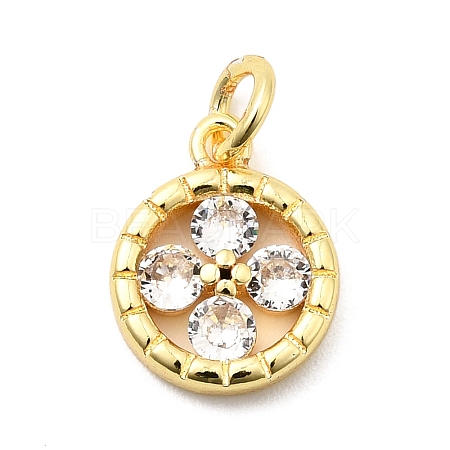 Brass Micro Pave Cubic Zirconia Charms KK-C139-21G-1
