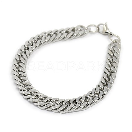 Tarnish Resistant Fashionable 304 Stainless Steel Cuban Link Chain Bracelets STAS-A028-B064P-1