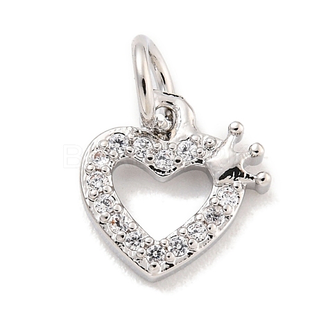 Rack Plating Brass Micro Pave Clear Cubic Zirconia Pendants KK-Q814-03P-1