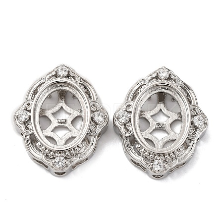Brass Micro Pave Clear Cubic Zirconia Cabochon Settings KK-U074-03P-1