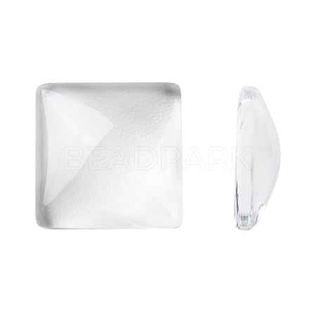 Transparent Clear Glass Square Cabochons X-GGLA-A001-15mm-1