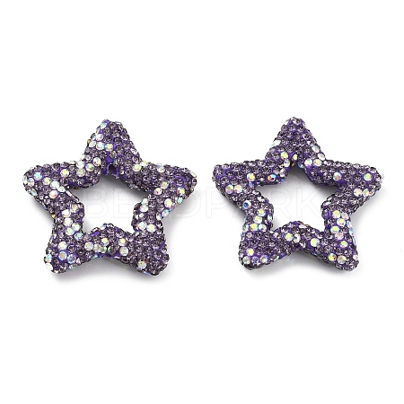 Star Shape Polymer Clay Rhinestone Beads CLAY-NH0001-06N-1