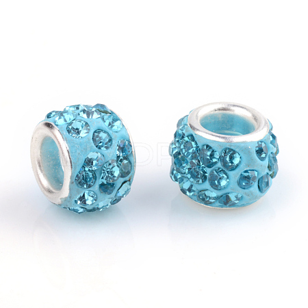 Polymer Clay Rhinestone European Beads CPDL-S007-03-1