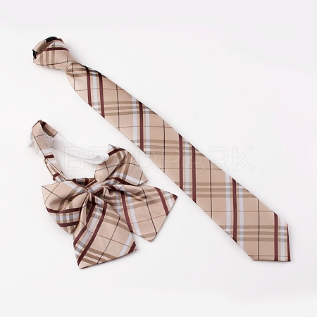Preppy Style Women's Adjustable Polyester Bowknot Bow Tie and Zipper Neckties Set AJEW-WH0113-29C-1