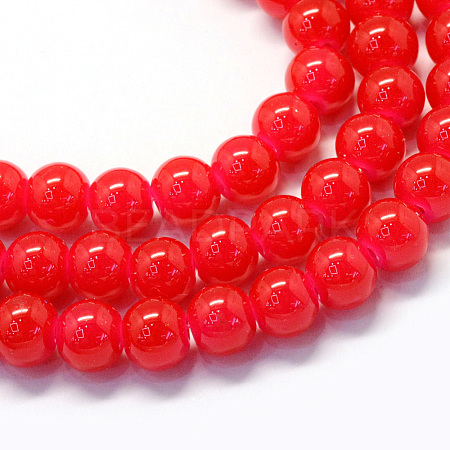 Baking Paint Imitation Jade Glass Round Bead Strands X-DGLA-Q021-6mm-05-1