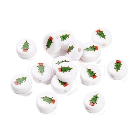 Christmas Theme Printed Opaque Acrylic Beads OACR-R004-01A-1