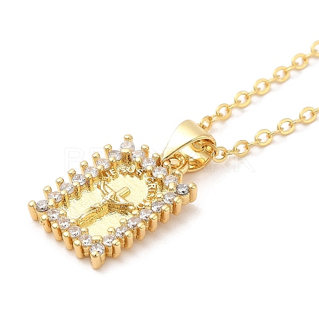 Brass Micro Pave Cubic Zirconia Pendants Necklace NJEW-I125-01C-1