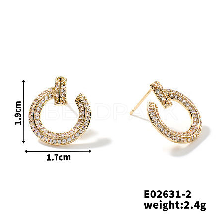 Fashionable Copper & Zircon Stud Earrings for Women JL0244-2-1