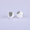 Printed Round with Skull Pattern Silicone Focal Beads SI-JX0056A-196-1