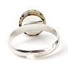 Half Round Natural & Synthetic Mixed Stone Adjustable Ring RJEW-JR00410-7